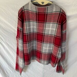 Nicole Miller: Red/Gray Plaid Winter Coverup